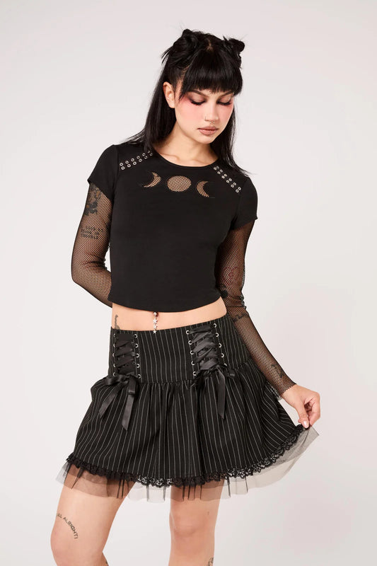Quinzel-Skirt-Pinstripe- Hellbunny