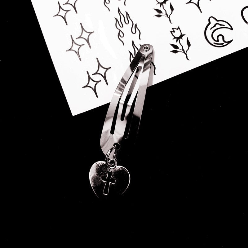 HEART CROSS CHARMS HAIR CLIP Moon Attic