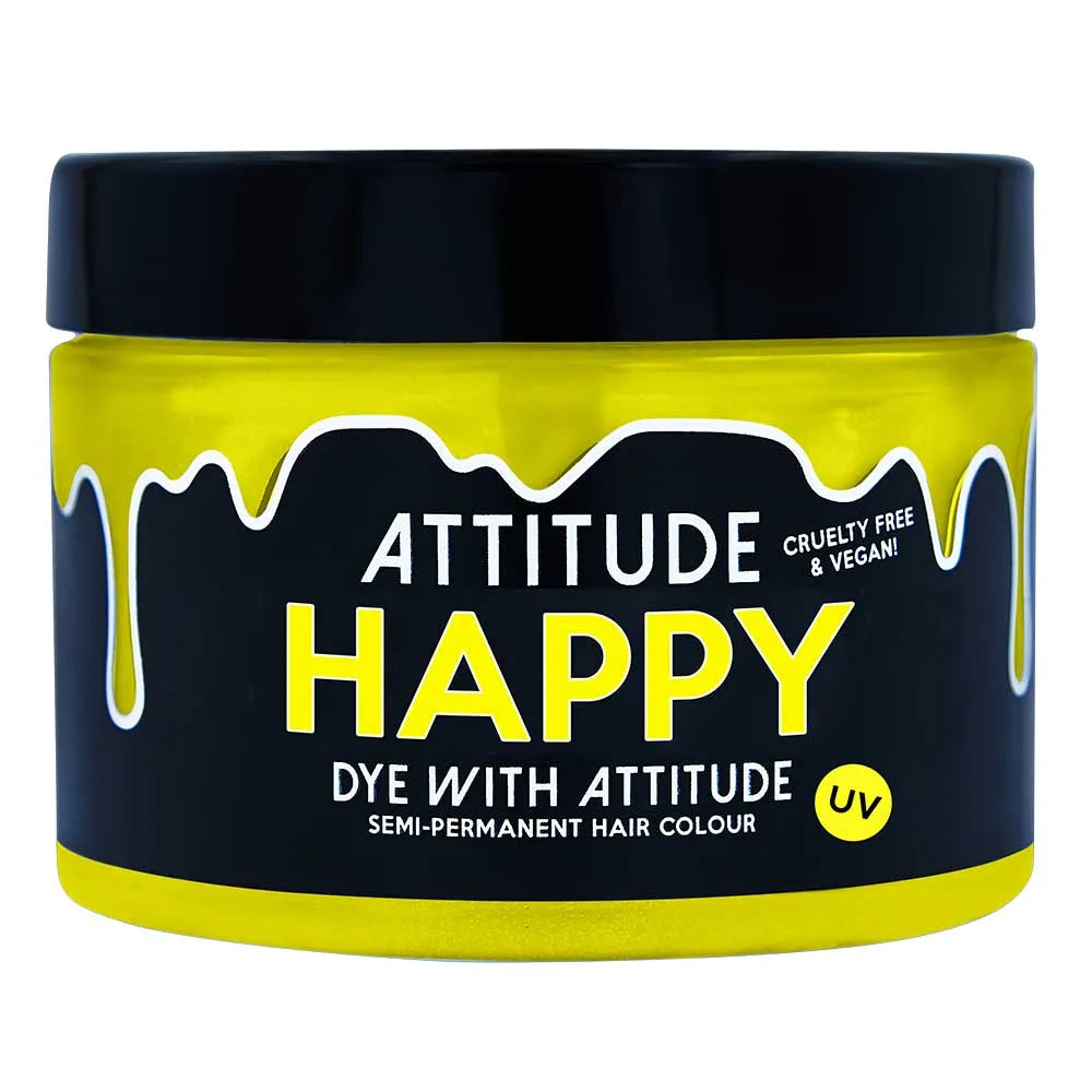 semi-permanente Haarfarbe HAPPY UV in dem Farbton Neongelb von Attitude
