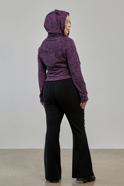 Lilane Kapuzenjacke VAMPIRE KITTY HOODIE PURPLE mit Leopardenmuster und Katzenohren von Banned