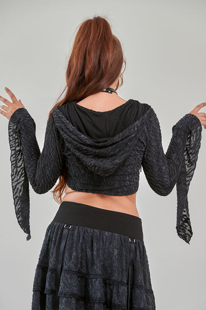 Schwarze Kapuzenjacke MOONVEIL MYSTIC HOODIE mit weiten Ärmeln von Banned