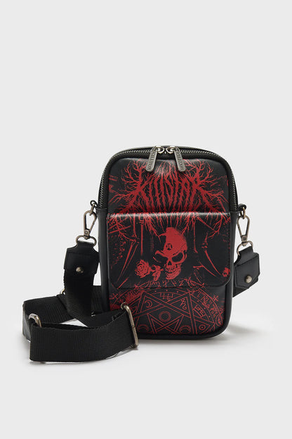 Schwarze Umhängetasche Headstone Crossbody Bag mit okkultem Print von Killstar
