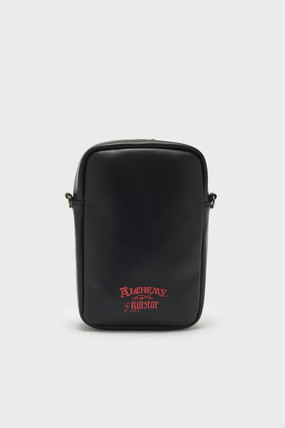 Schwarze Umhängetasche Headstone Crossbody Bag mit okkultem Print von Killstar