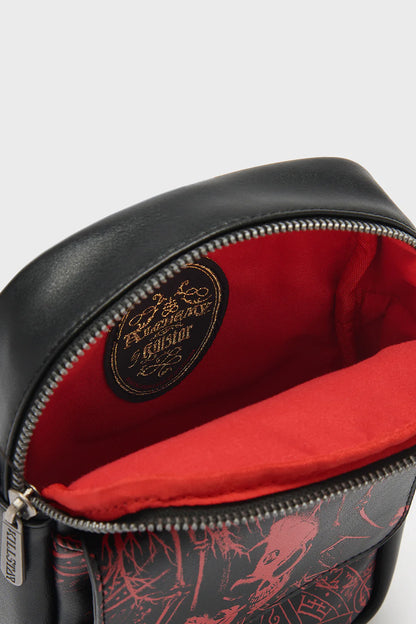 Schwarze Umhängetasche Headstone Crossbody Bag mit okkultem Print von Killstar