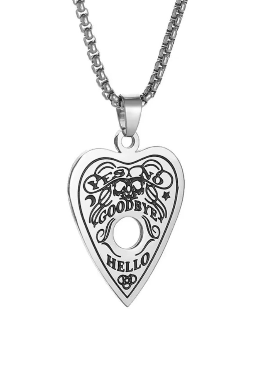 Silberfarbende Kette HELLO GOODBYE NECKLACE mit Planchettenanhänger von EASURE