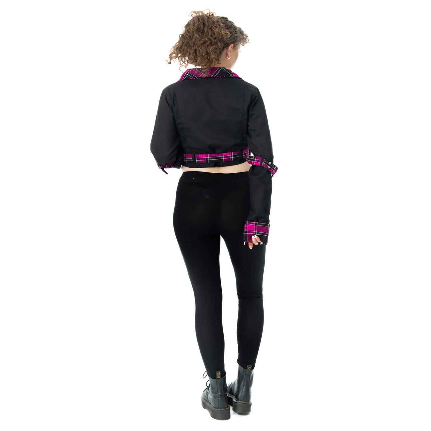 Schwarzer Jacke HEXBOURNE JACKET mit pinkem Tartanmuster von Heartless