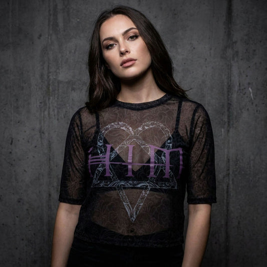 HIM Heartagram & Logo Ladies Mesh Crop Top