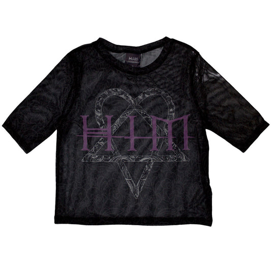 HIM Heartagram & Logo Ladies Mesh Crop Top