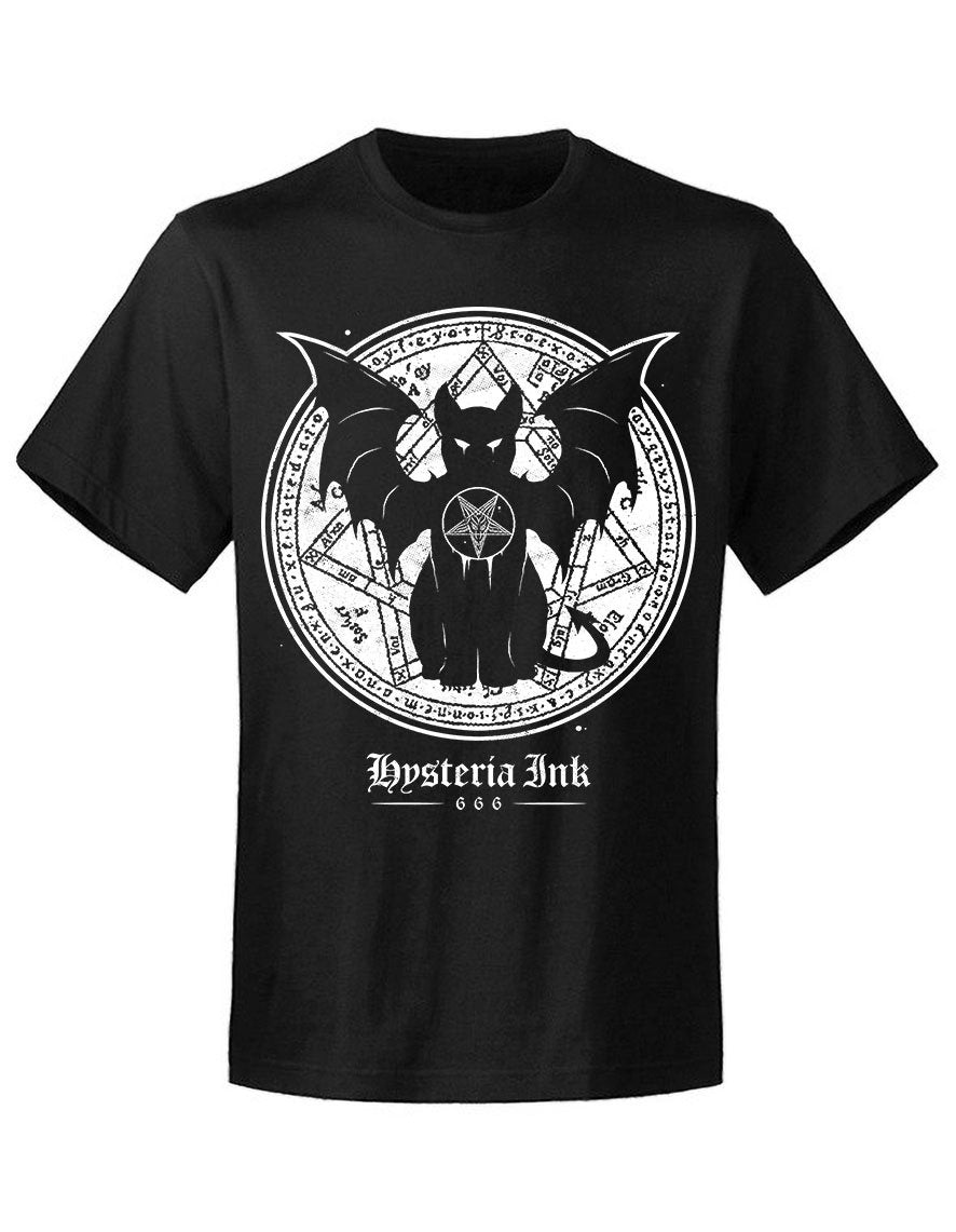 Fledermaus mit Pentagram auf schwarzem T Shirt Unisex
