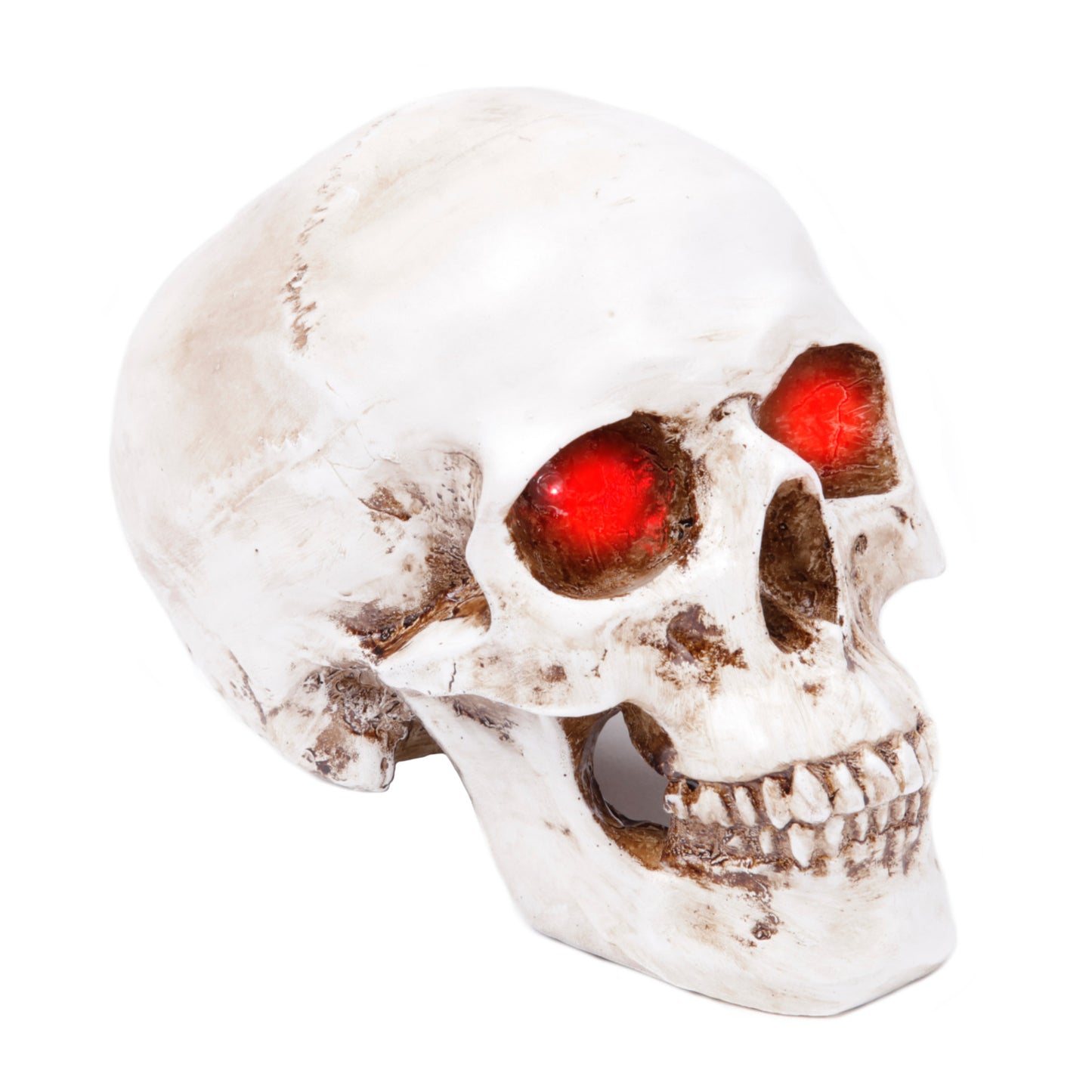 Weißer Totenkopf Skull Glowing Eyes White mit rotleuchtenden Augen