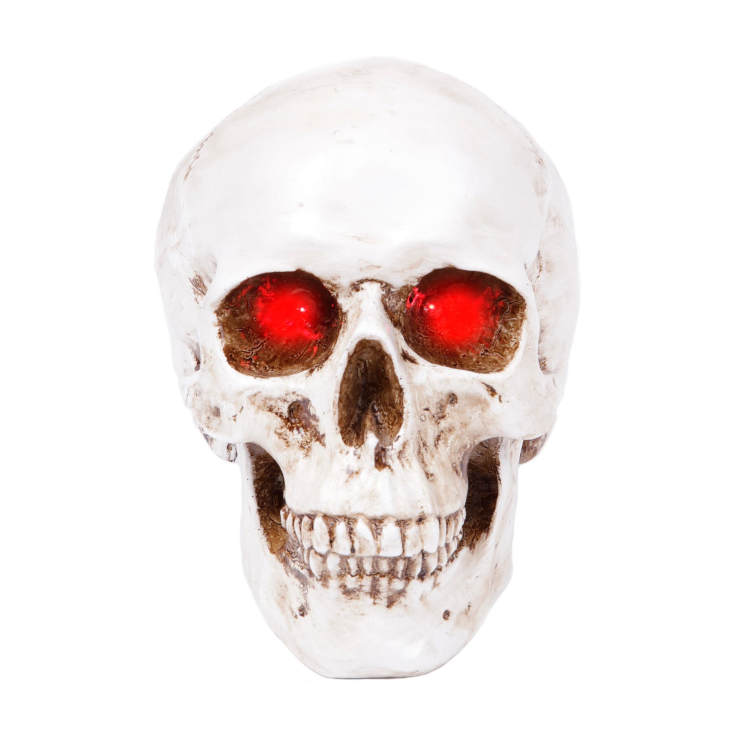 Weißer Totenkopf Skull Glowing Eyes White mit rotleuchtenden Augen