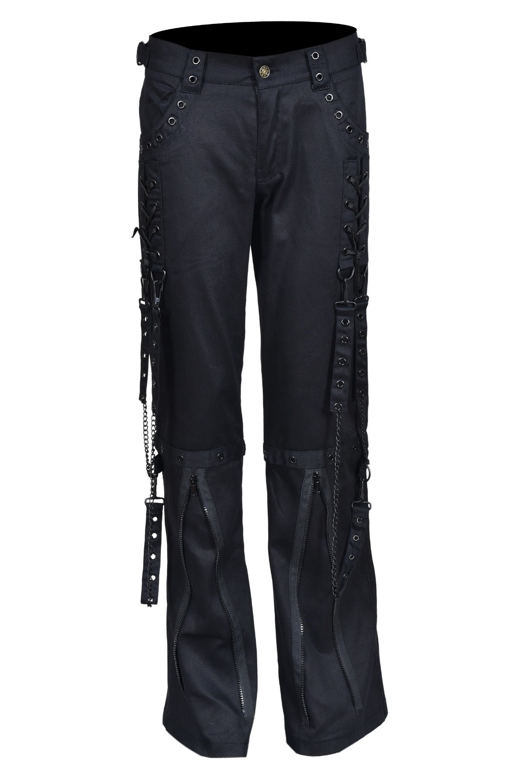 Schwarze Hose BLACK CHAIN PANTS mit schwarzen Ketten und Zierreißverschlüssen mit Colours Branding