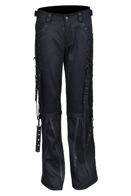 Schwarze Hose BLACK CHAIN PANTS mit schwarzen Ketten und Zierreißverschlüssen mit Colours Branding