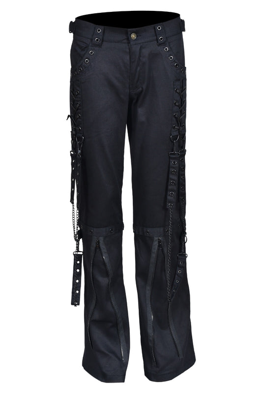 Schwarze Hose BLACK CHAIN PANTS mit schwarzen Ketten und Zierreißverschlüssen mit Colours Branding