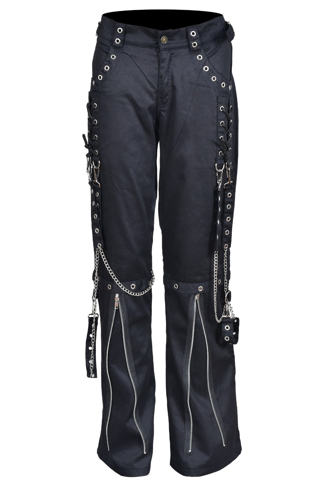 Schwarze Hose SILVER CHAIN PANTS mit silbernen Ketten und Zierreißverschlüssen mit Colours Branding