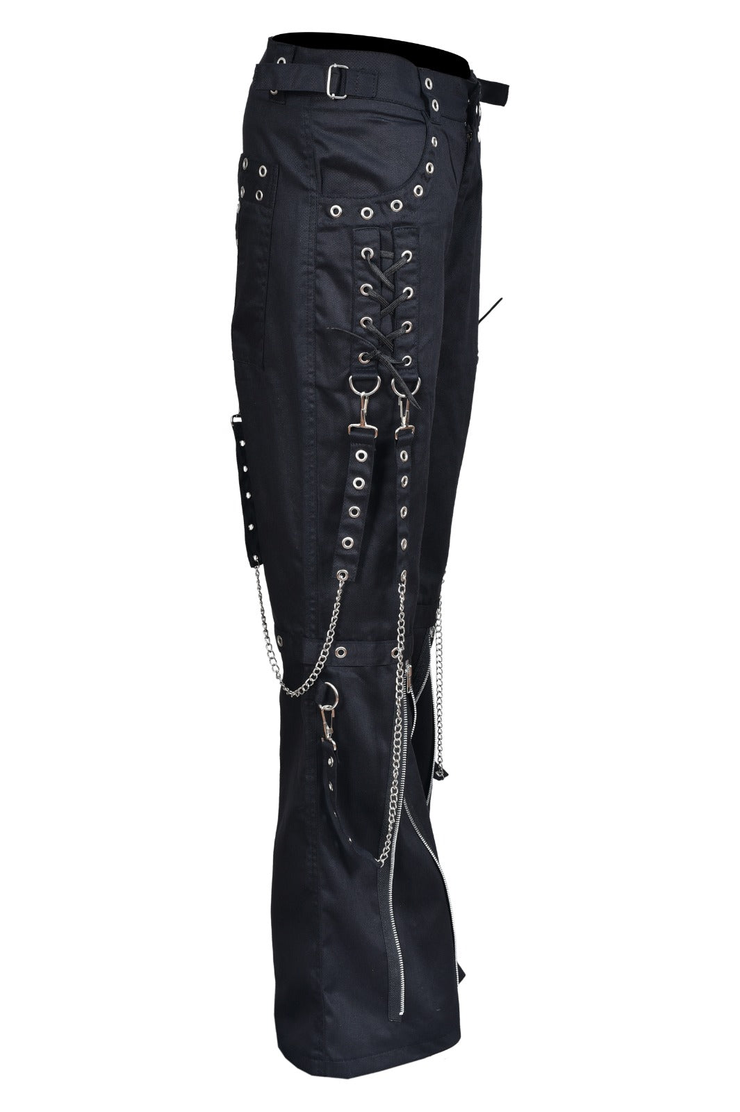 Schwarze Hose SILVER CHAIN PANTS mit silbernen Ketten und Zierreißverschlüssen mit Colours Branding