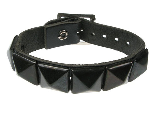 schwarzes Armband 1-reihig mit schwarzen Pyramidennieten