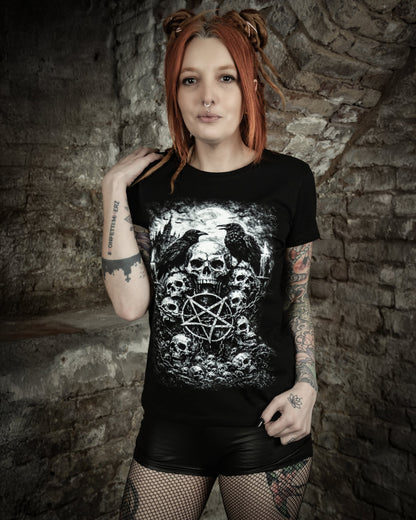 Schwarzes Oberteil Circle Of Bones Shirt von Tributica