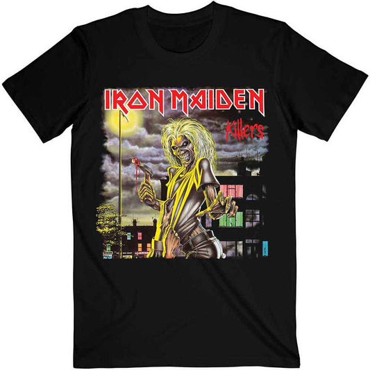 Lizensiertes Iron Maiden Killers Cover Bandshirt im bunten Design mit detailliertem Zombieprint