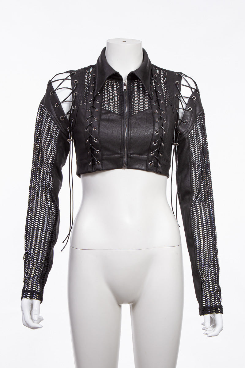 Schwarzes Oberteil Dark Elf Top mit Schnürung und abnehmbaren Ärmeln von RNG