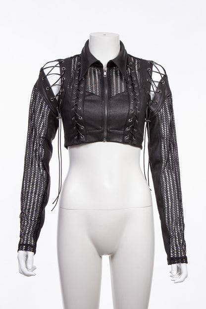 Schwarzes Oberteil Dark Elf Top mit Schnürung und abnehmbaren Ärmeln von RNG