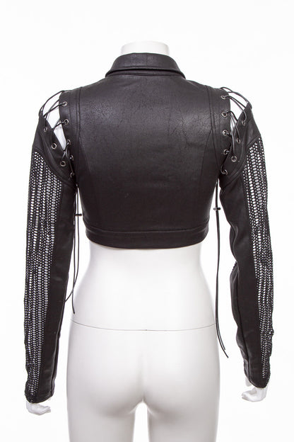 Schwarzes Oberteil Dark Elf Top mit Schnürung und abnehmbaren Ärmeln von RNG