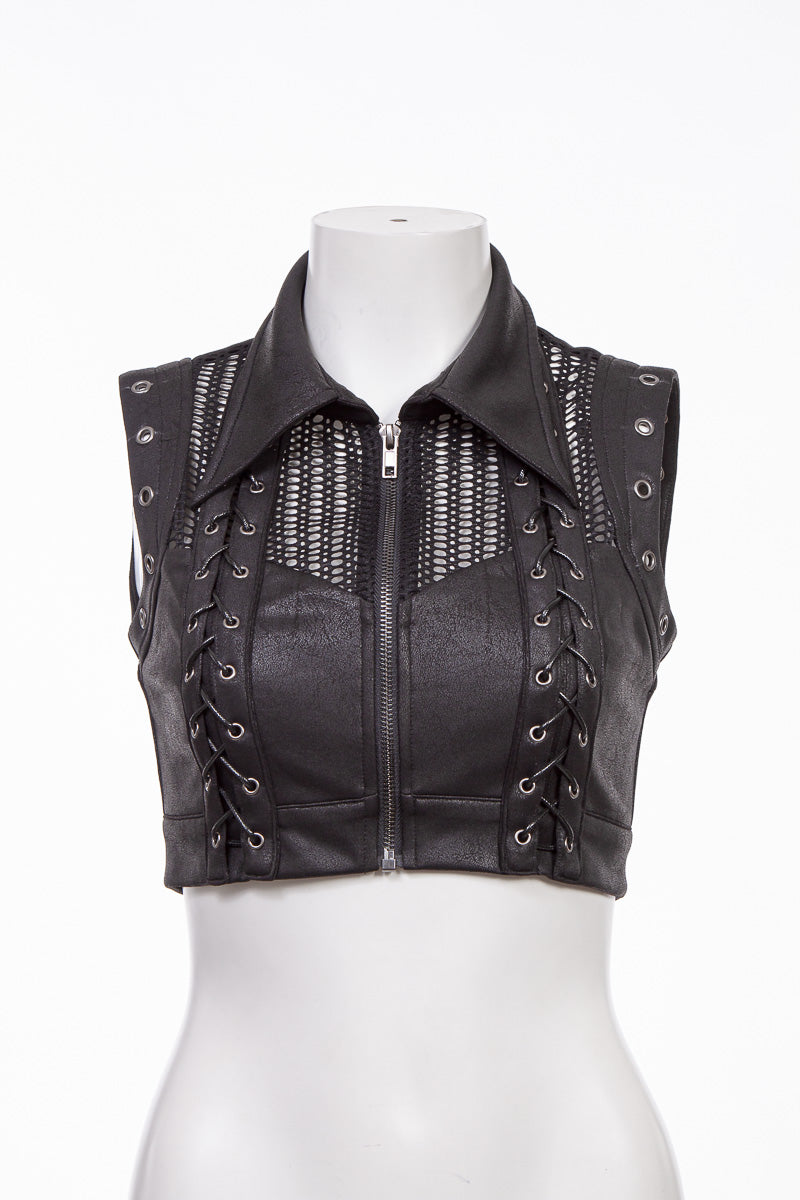 Schwarzes Oberteil Dark Elf Top mit Schnürung und abnehmbaren Ärmeln von RNG