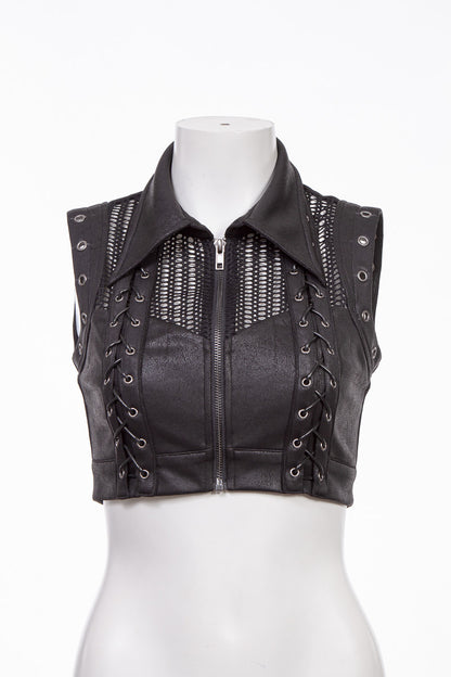 Schwarzes Oberteil Dark Elf Top mit Schnürung und abnehmbaren Ärmeln von RNG