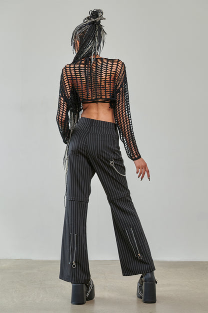 Schwarzes Meshoberteil SHADOW GRID JUMPER mit groben Maschen von Banned