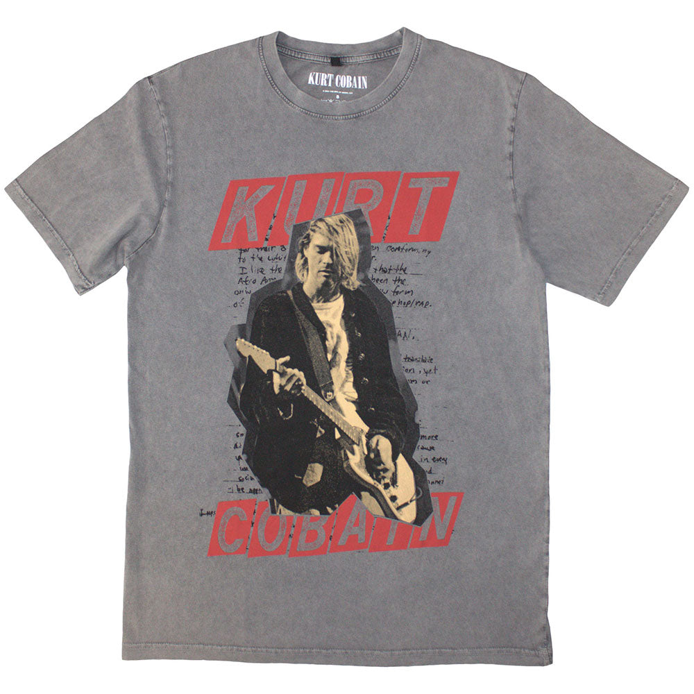 Lizensiertes, graues Kurt Cobain Collage Stone Wash Bandshirt