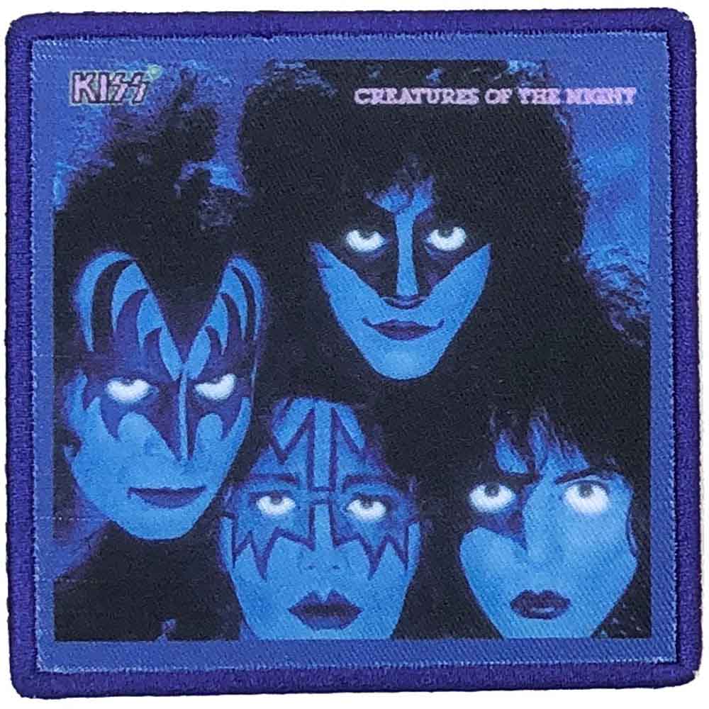 Quadratischer, blauer Aufnäher KISS Creatures Of The Night Patch Nr.95