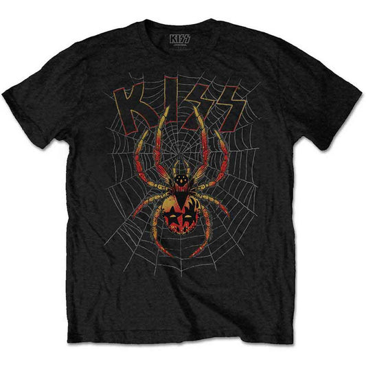 Lizensiertes KISS Spider Bandshirt mit Spinnen- und Spinnennetzprint