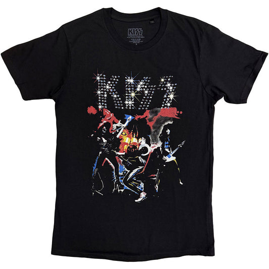 Lizensiertes KISS Band Sparkle Bandshirt mit Strassstein-Print