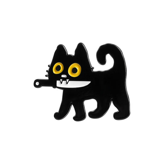 Kleiner Emaille-Anstecker KNIFE CAT ENAMEL PIN von Moon Attic
