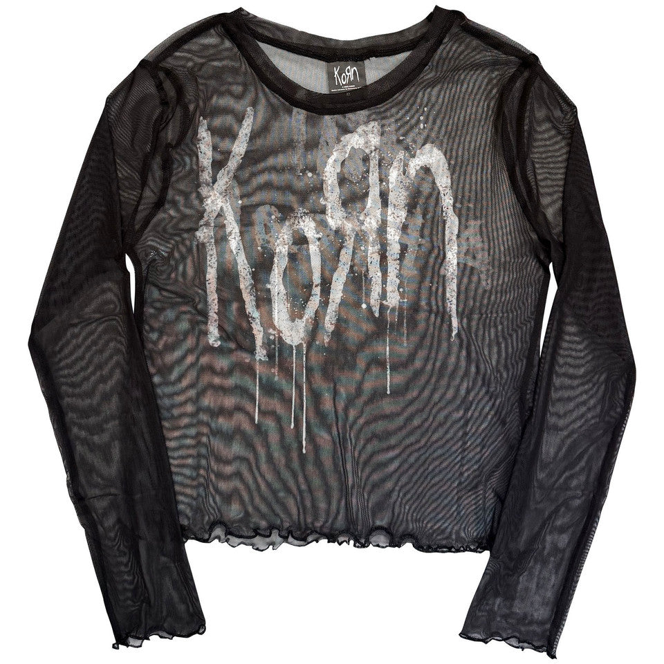 Korn Still a Freak Ladies Long Sleeve Mesh Crop Top