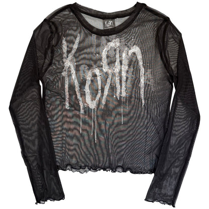 Korn Still a Freak Ladies Long Sleeve Mesh Crop Top