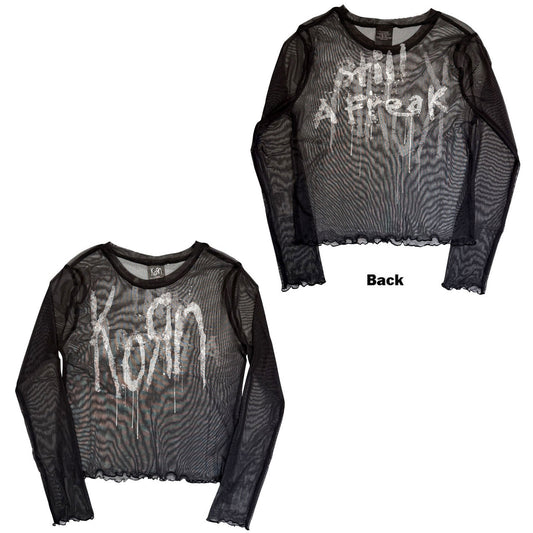 Korn Still a Freak Ladies Long Sleeve Mesh Crop Top