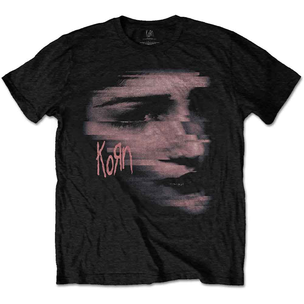 Lizensiertes Korn Chopped Face Bandshirt mit großem, verzerrtem Gesichtsprint