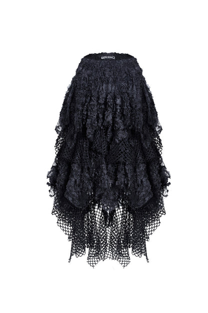 Langer Rock BATCAVE SKIRT im Distressed-Look aus strukturiertem Stoff mit Mesh-Akzenten von Dark In Love