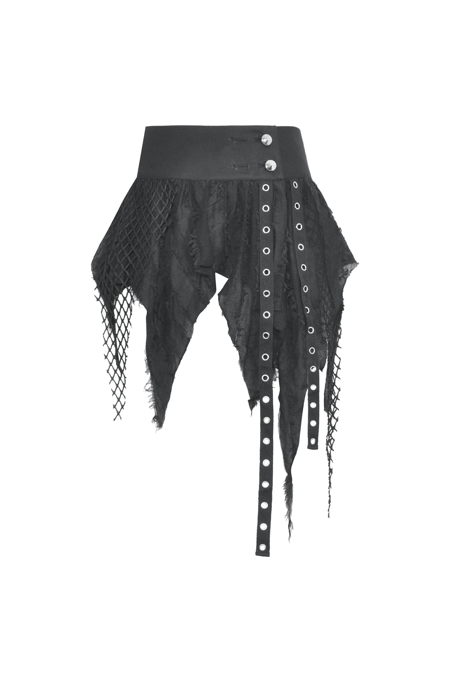 Geraffter, asymmetrischer Minirock CULT OF CHAOS MINI SKIRT von Dark In Love