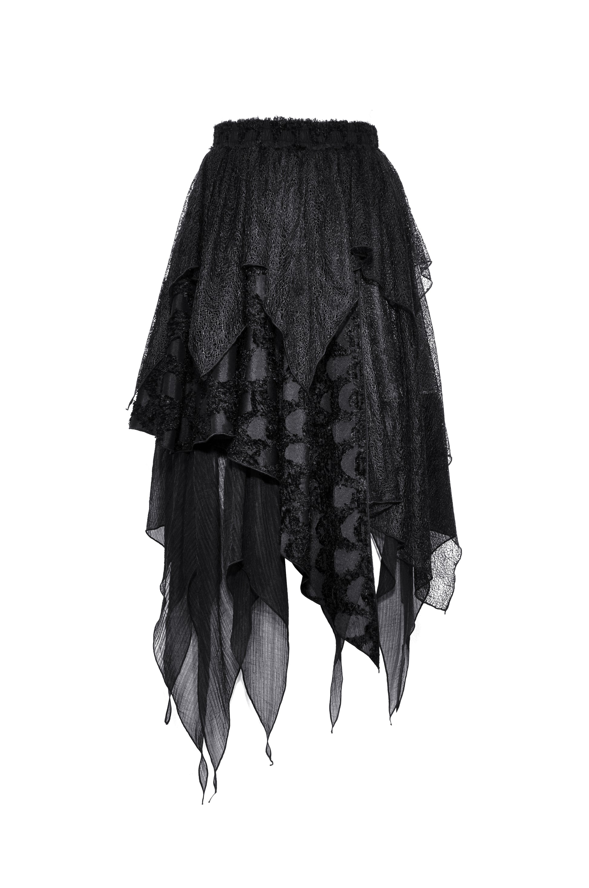 Schwarzer, geschichteter Mesh-Rock DOOMSDAY GOTH SKIRT von Dark In Love