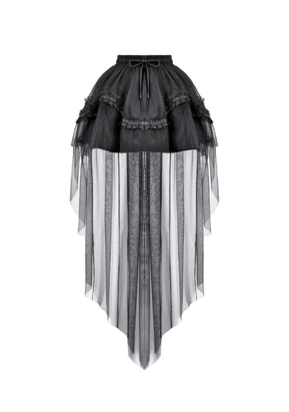 Schwarzer, kurzer Rock Shy Shadows Skirt mit Tülldetail hinten von Dark In Love