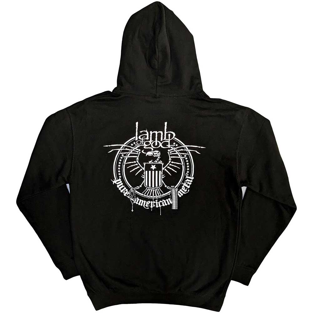 Lizensierter Pullover Lamb Of God Skeleton Eagle Band-Hoodie mit großem Backprint