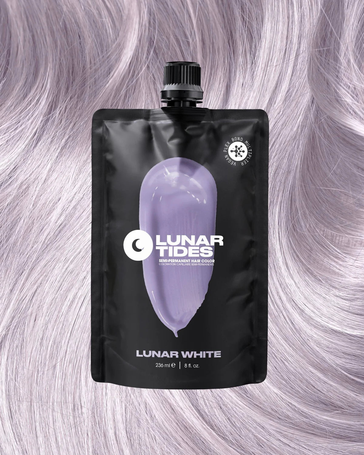 semi-permanente Haartönung Lunar White&nbsp;zum Neutralisieren vom Gelbstich in blondiertem Haar von Lunar Tides