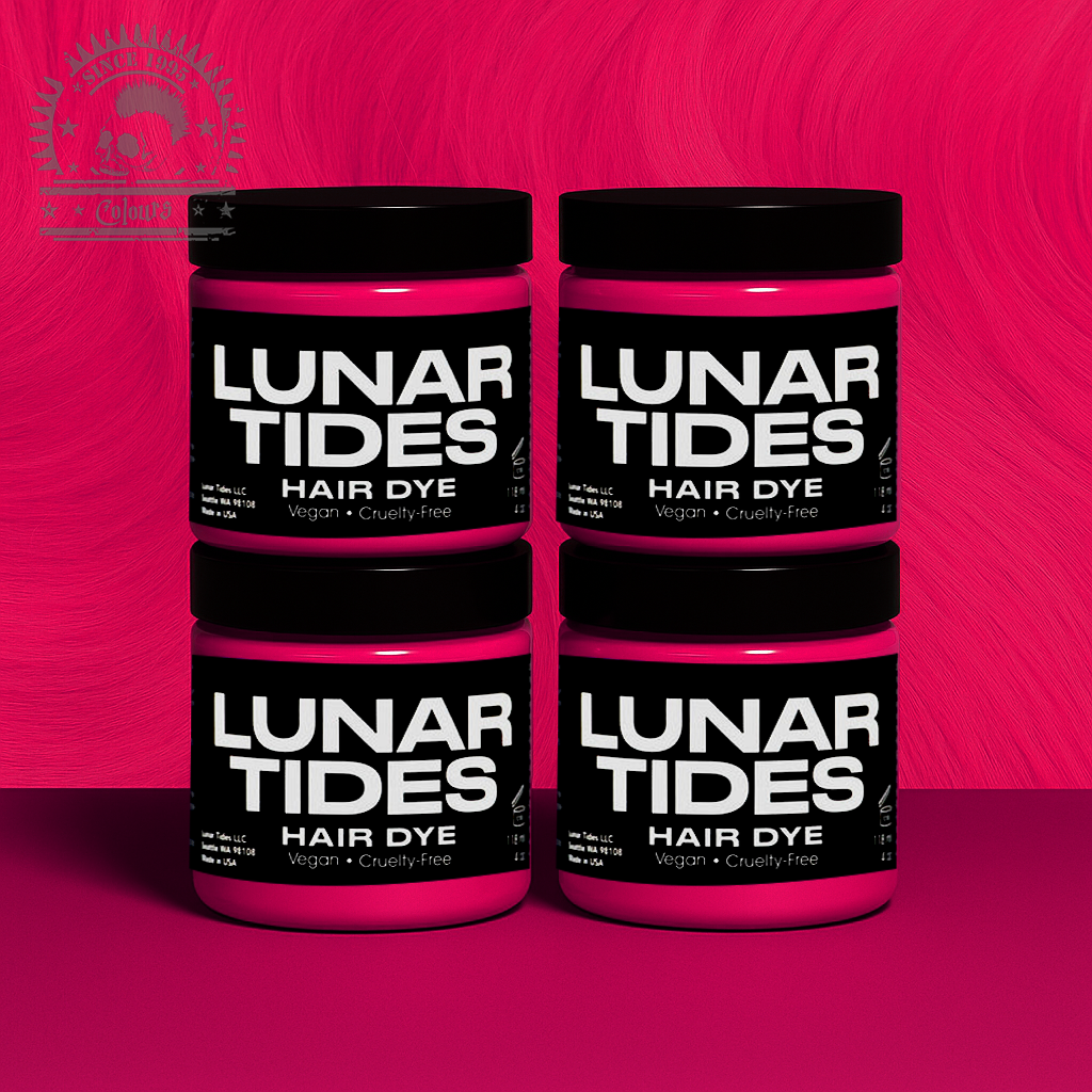 semi-permanente Haartönung 4er-Sparset&nbsp;LYCHEE PINK in dem Farbton kräftiges Pink von Lunar Tides