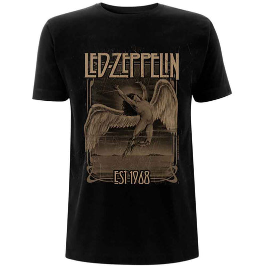Lizensiertes Led Zeppelin Faded Falling Bandshirt mit braunem Engelsprint