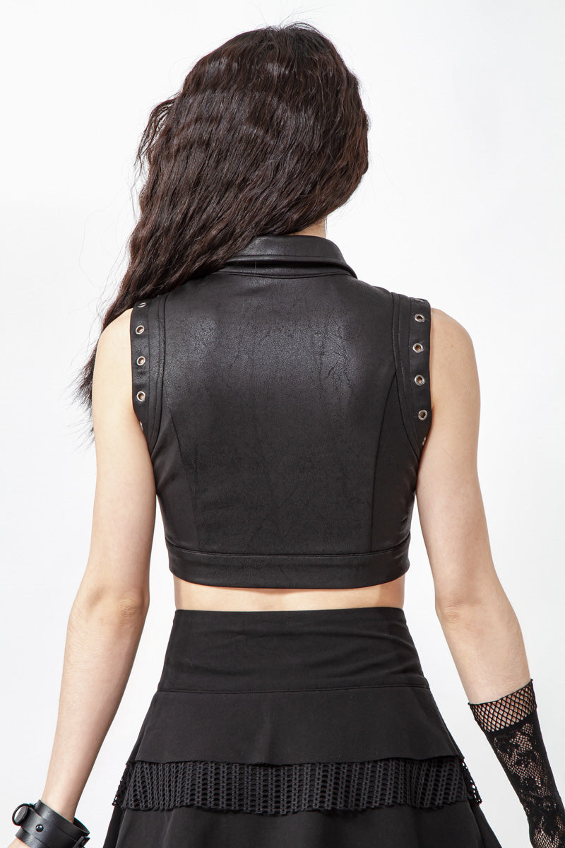 Schwarzes Oberteil Dark Elf Top mit Schnürung und abnehmbaren Ärmeln von RNG