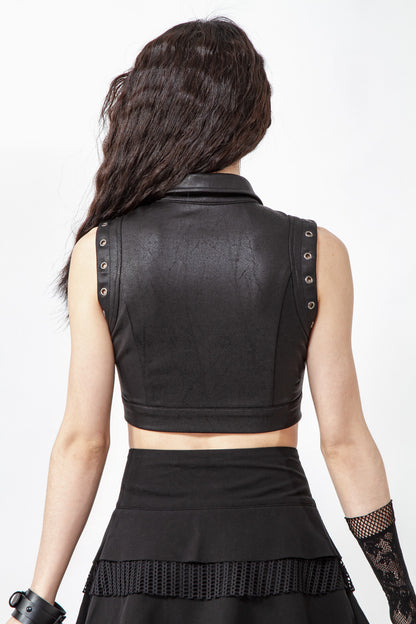 Schwarzes Oberteil Dark Elf Top mit Schnürung und abnehmbaren Ärmeln von RNG