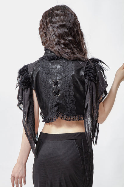Schwarzer Bolero The Crow Bolero mit Fedeerdetails von RNG