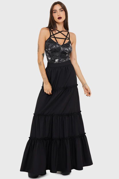 Schwarzes Oberteil Magica Spidrasica Top mit Motten und Spinnen Print von Killstar